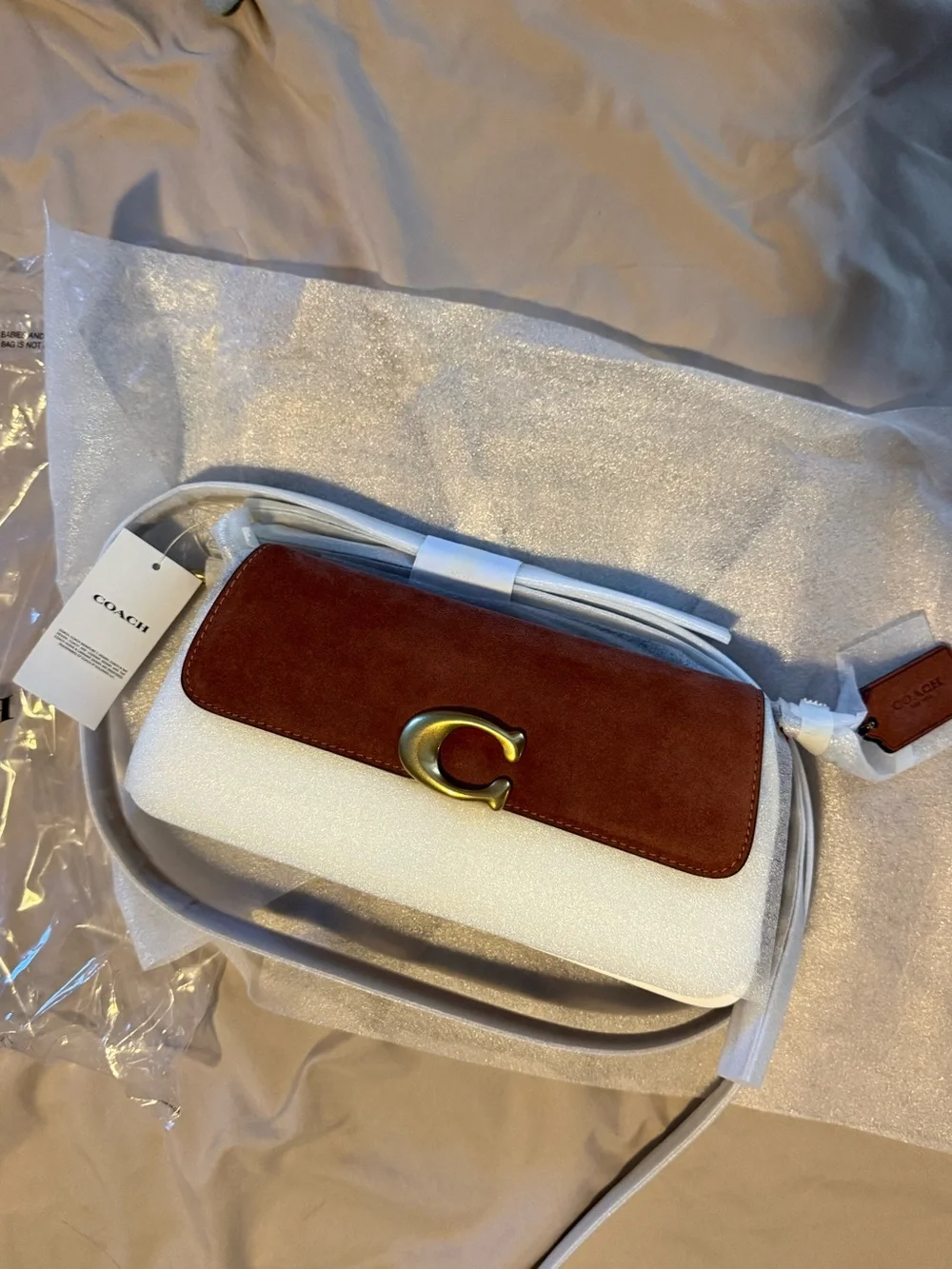 Coach Jet Suede Shoulder Bag in Brass/Clay